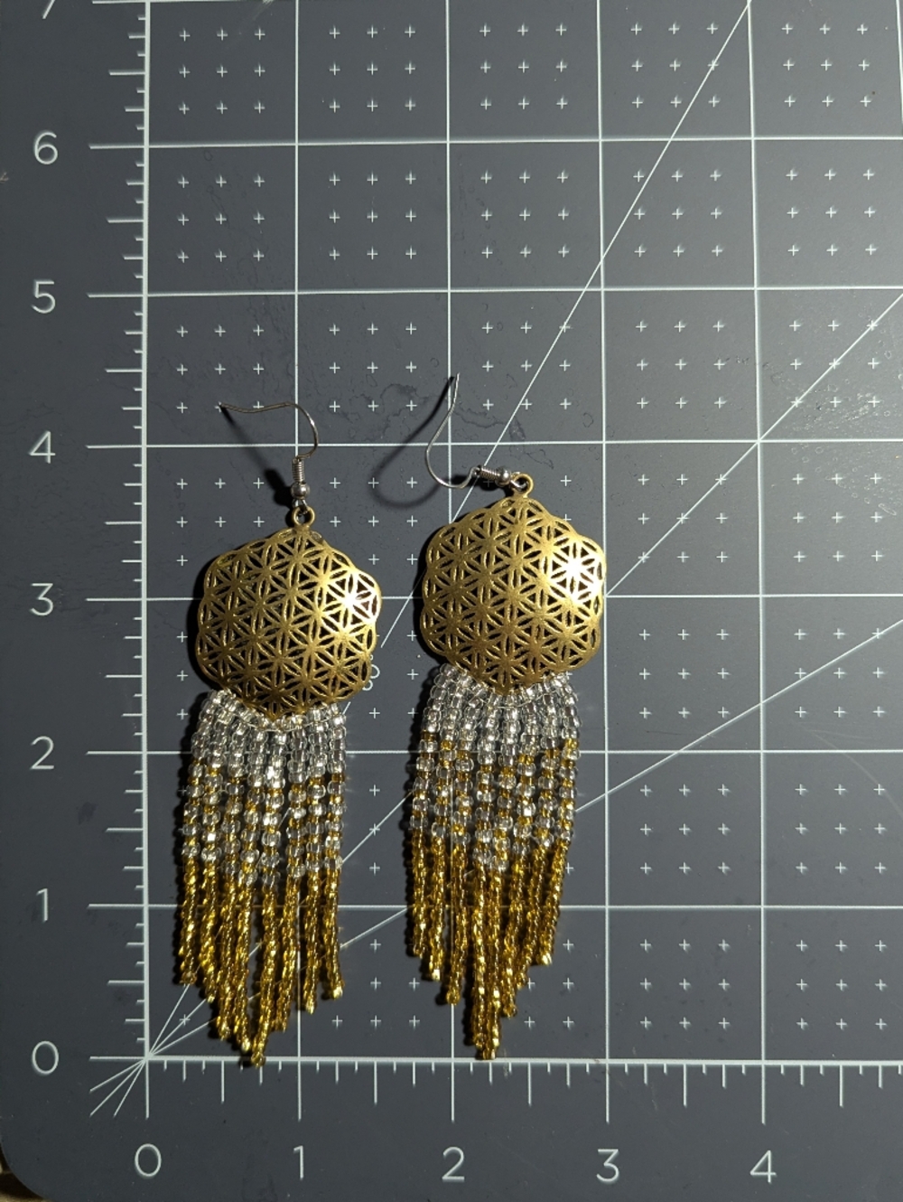 Gold Floral Filigree Tassel Drop Earrings - Women Jewelry